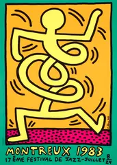 MONTREUX JAZZ POSTER (GREEN) by Keith Haring, 1983, Screenprint, unframed, offered Aug 2026