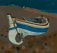 BEACHED ON THE SHORE by Jack Firth, oil on canvas, sold Aug 2026
