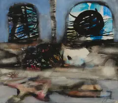 ODALISQUE AND FLAYED FIGURE by Robin Philipson, watercolour, offered Aug 2026