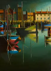FISHING VILLAGE by Stephen Mangan, 2020, oil on canvas, sold Aug 2026