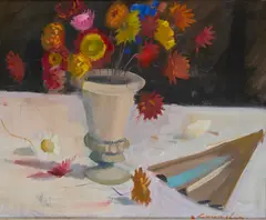 SOUVENIRS by John Cunningham, oil on canvas, sold Aug 2026