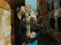 EARLY MORNING, DORSODURO, VENICE by Jack Morrocco, 2008, oil on canvas, sold Aug 2026