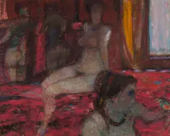 AT THE WINDOW by Robin Philipson, Pastel on sandpaper, sold Aug 2026