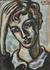 MAN'S HEAD III by Adrian Wiszniewski, 1994, gouache on paper, sold Sep 2026