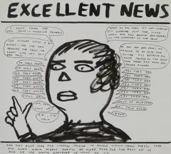 EXCELLENT NEWS by David Shrigley, Pen and ink, sold Sep 2026