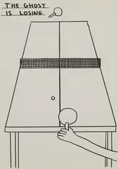 UNTITLED (THE GHOST IS LOSING) by David Shrigley, 2014, ink on paper, sold Sep 2026