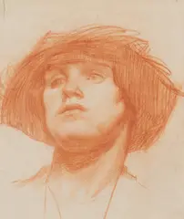 PORTRAIT STUDY by John William Waterhouse, red chalk, sold Oct 2026