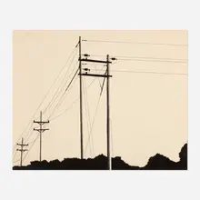 Utility Poles (Power Lines) by Allan D'Arcangelo, 1976, graphite on paper, sold Oct 2026
