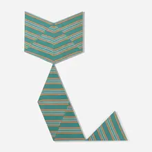 Tangram (Cat) by Alek O., 2013, found and stretched cotton fabric, sold Oct 2026