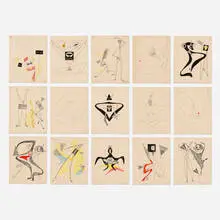 Fifteen works (from La Brebis galante) by Max Ernst, 1949, line blocks with pochoir, etching, etching and aquatint, and lithograph in colors on Arches, sold Oct 2026