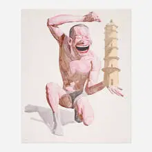 Untitled (Smile-ism No. 17) by Yue Minjun, 2006, lithograph in colors, sold Oct 2026