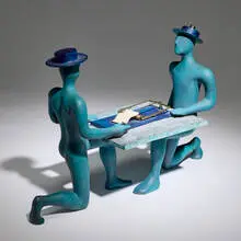 Art of the Deal by Mark Kostabi, patinated bronze, sold Oct 2026
