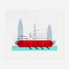 Knife Ship Superimposed on the Solomon R. Guggenheim Museum by Claes Oldenburg, 1986, screenprint in colors on Coventry Rag, sold Oct 2026
