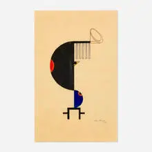 Farbform 2 [Nacht] (from the Neue europäische graphik, 1. mappe: Meister des Staatlichen Bauhauses in Weimar portfolio) by Lothar Schreyer, 1920, lithograph with hand-coloring on vellum, sold Oct 2026