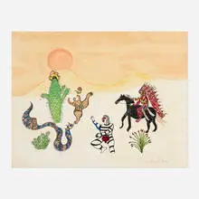 Le Chef Indien by Niki de Saint Phalle, 1978, lithograph in colors, sold Oct 2026