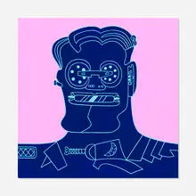 Mr. Newer Bluer by Karl Wirsum, 2004, acrylic on panel, sold Oct 2026