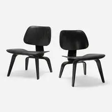 LCWs, pair by Charles and Ray Eames, aniline-dyed ash plywood, rubber, sold Oct 2026