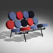 Marshmallow sofa by George Nelson & Associates, 1956, upholstery, enameled and chrome-plated steel, sold Oct 2026