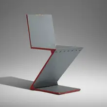 Zig Zag chair by Gerrit Rietveld, painted wood and steel, sold Oct 2026