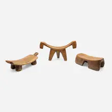 Headrest and stools, set of two by African, carved wood, sold Oct 2026