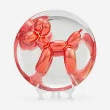 Balloon Dog (Red) by Jeff Koons, 1995, glazed porcelain, sold Oct 2026