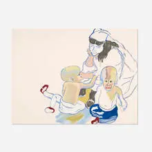 Evans Twins (from A Portfolio of Thirteen Prints) by Alice Neel, 1982, screenprint in colors on Arches, sold Oct 2026