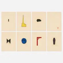 Hand Colored Prints by Robert Therrien, 1995, softground copper plate etching and screenprint in colors with mineral spirits, linseed oil and Prismacolor colored penc, sold Oct 2026