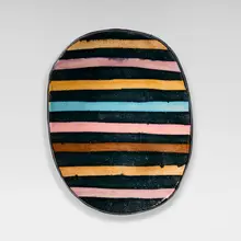 Untitled (Oval) by Jun Kaneko, 1982, glazed stoneware, sold Oct 2026