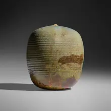 Closed Form by Toshiko Takaezu, c. 1980, glazed stoneware, sold Oct 2026