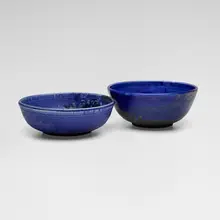 Bowls, set of two by Toshiko Takaezu, c. 1987, Glass Blue-glazed porcelain, sold Oct 2026