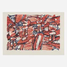 Les Passants by Jean Dubuffet, 1982, lithograph in colors, sold Sep 2026