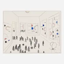 Museum by Saul Steinberg, 1972, ink, rubber stamp and crayon on paper, sold Sep 2026