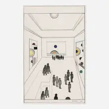 Retrospective by Saul Steinberg, 1972, ink, rubber stamp and crayon on paper, sold Sep 2026