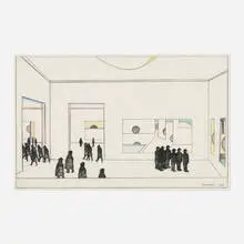 Group Show by Saul Steinberg, 1972, ink, rubber stamp and crayon on paper, sold Sep 2026