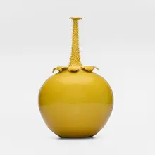 Imperial Yellow Leafy Prickly Melon vase by Cliff Lee, 2019, glazed porcelain, sold Oct 2026