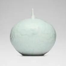 Vase with clouds by Cliff Lee, 2016, celadon-glazed porcelain, sold Oct 2026