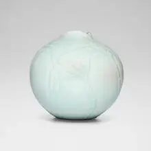 Vase with dragonfly by Cliff Lee, 2015, celadon-glazed porcelain, sold Oct 2026
