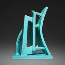 Three Abstract Figures by Otto Natzler, 1959, earthenware with Turquoise glaze, sold Oct 2026