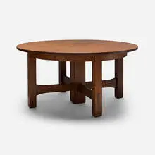 Large dining table, model 634 by Gustav Stickley, c. 1905, oak, sold Oct 2026
