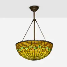 Vine Border (Acorn) hanging lamp by Tiffany Studios, c. 1910, leaded glass, patinated bronze, sold Oct 2026