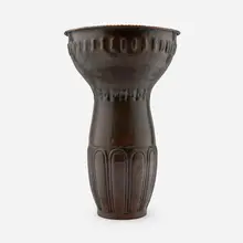 Tall vase by Hans Jauchen, 1917-1940, handwrought copper, sold Oct 2026