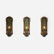 Rare wall sconces model 2003, set of three by Fulper Pottery, 1909-1917, Mission Matte-glazed stoneware, brass, sold Oct 2026
