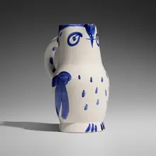 Hibou by Pablo Picasso, 1954, white earthenware with colored engobe and glaze, sold Oct 2026
