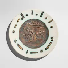 Picador by Pablo Picasso, 1953, white earthenware with oxidized paraffin decoration and enamel, sold Oct 2026