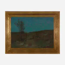 The Sentinel by John F. Carlson, oil on canvas in Newcomb Macklin frame, sold Jun 2022