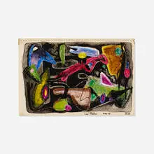 Untitled (No. 45) by Leo Amino, 1949, crayon and ink on notebook paper, sold Mar 2020