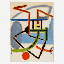 Abstract Composition by Ramstonev Cooperative, gouache on paper, sold Jun 2022