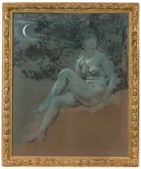 Le repos de Diane by Georges Binet, Pastel sur papier marouflé sur toile, sold Sep 2017