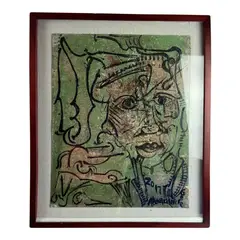 Surreal Figures in Abstraction by Alexander Gore, Oil on Textured Paper, offered Feb 2025