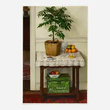 Still Life with Cake Box by John Stuart Ingle, 1980, watercolor on paper, sold Nov 2021